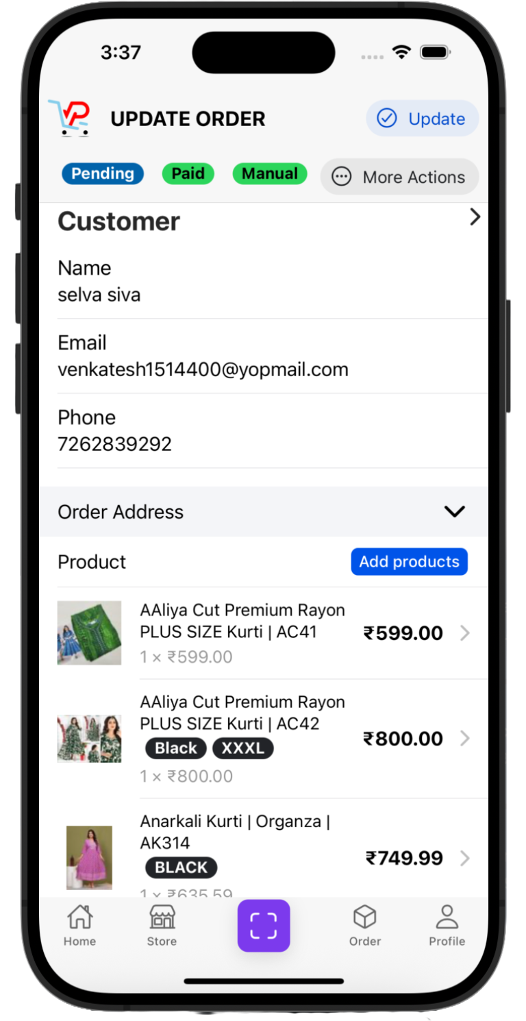 eCommerce order detail - Pygmy Commerce India