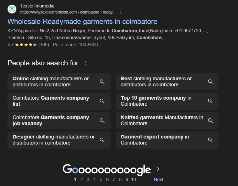google search of manufacturers near me